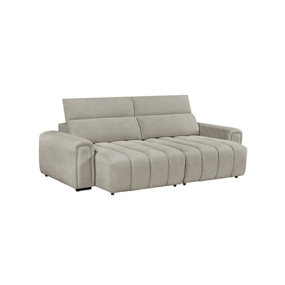 Molly Electric Reclining 3 Seater Sofa with Adjustable Headrests in Textured Chenille Oatmeal