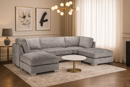 Shoreditch Fullback U Shape Corner Sofa in Platinum