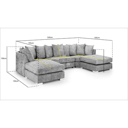 Shoreditch Scatterback U-Shape Corner Sofa – Platinum