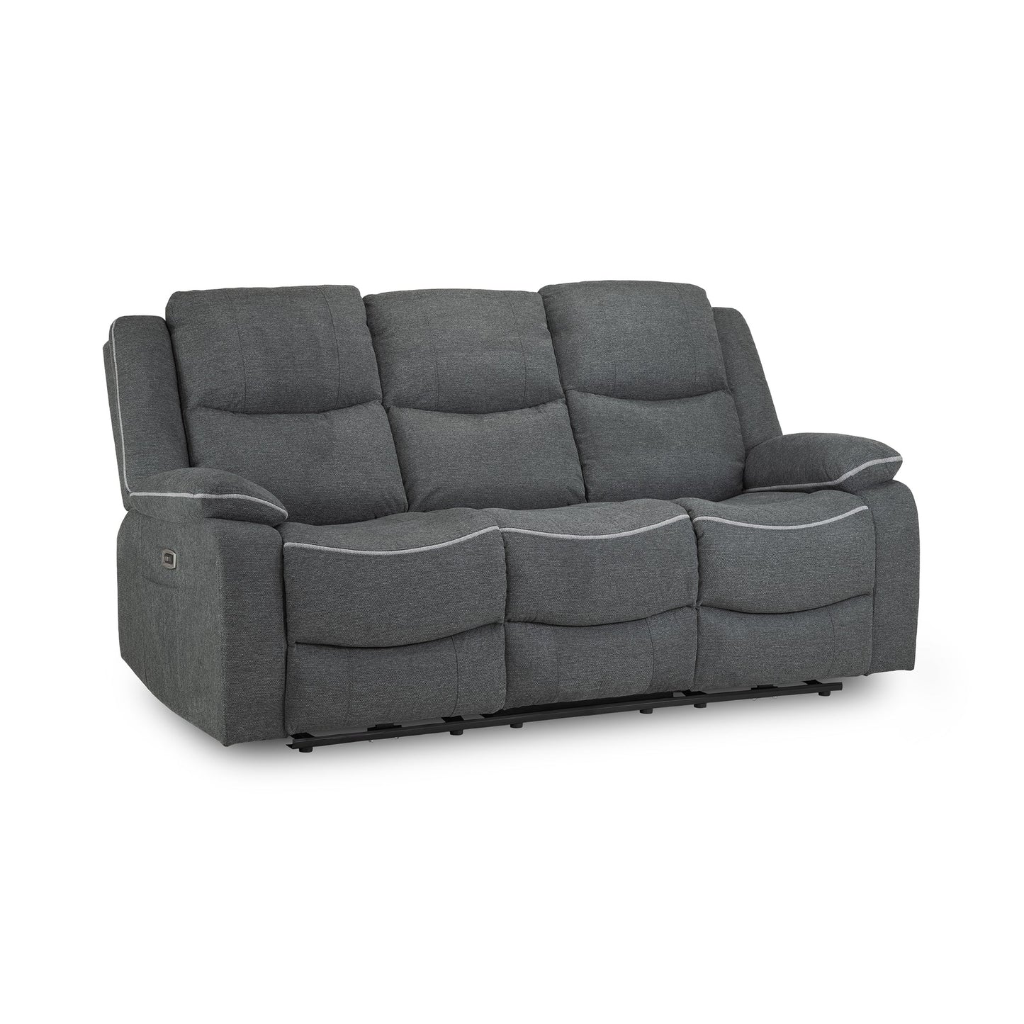 Dexter Electric Recliner Sofa Grey Fabric 3 Seater