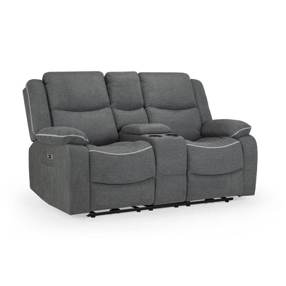 Dexter Electric Recliner Sofa Grey Fabric 2 Seater