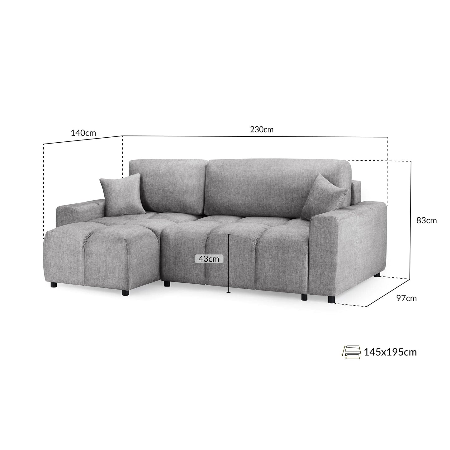 Sienna Sofabed Grey Universal Corner