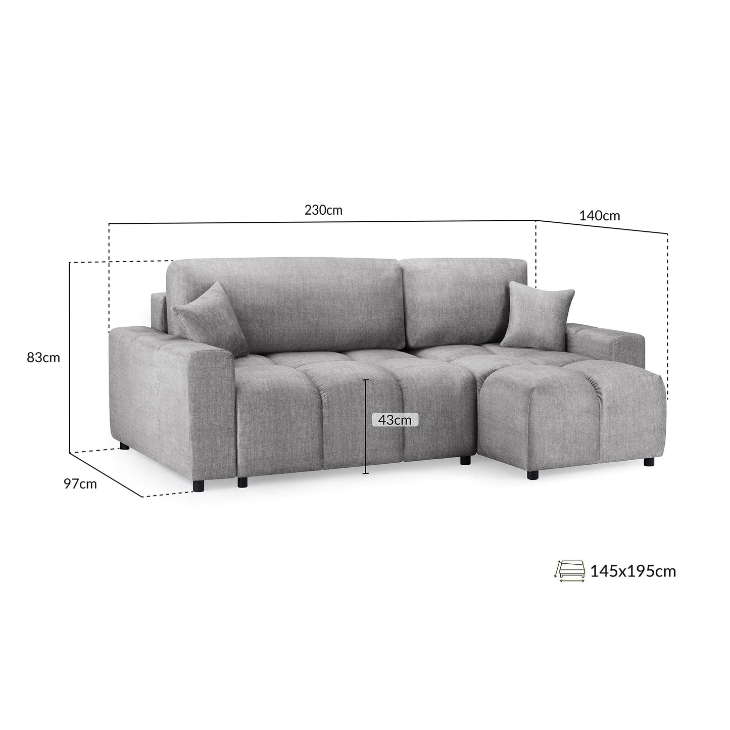 Sienna Sofabed Grey Universal Corner
