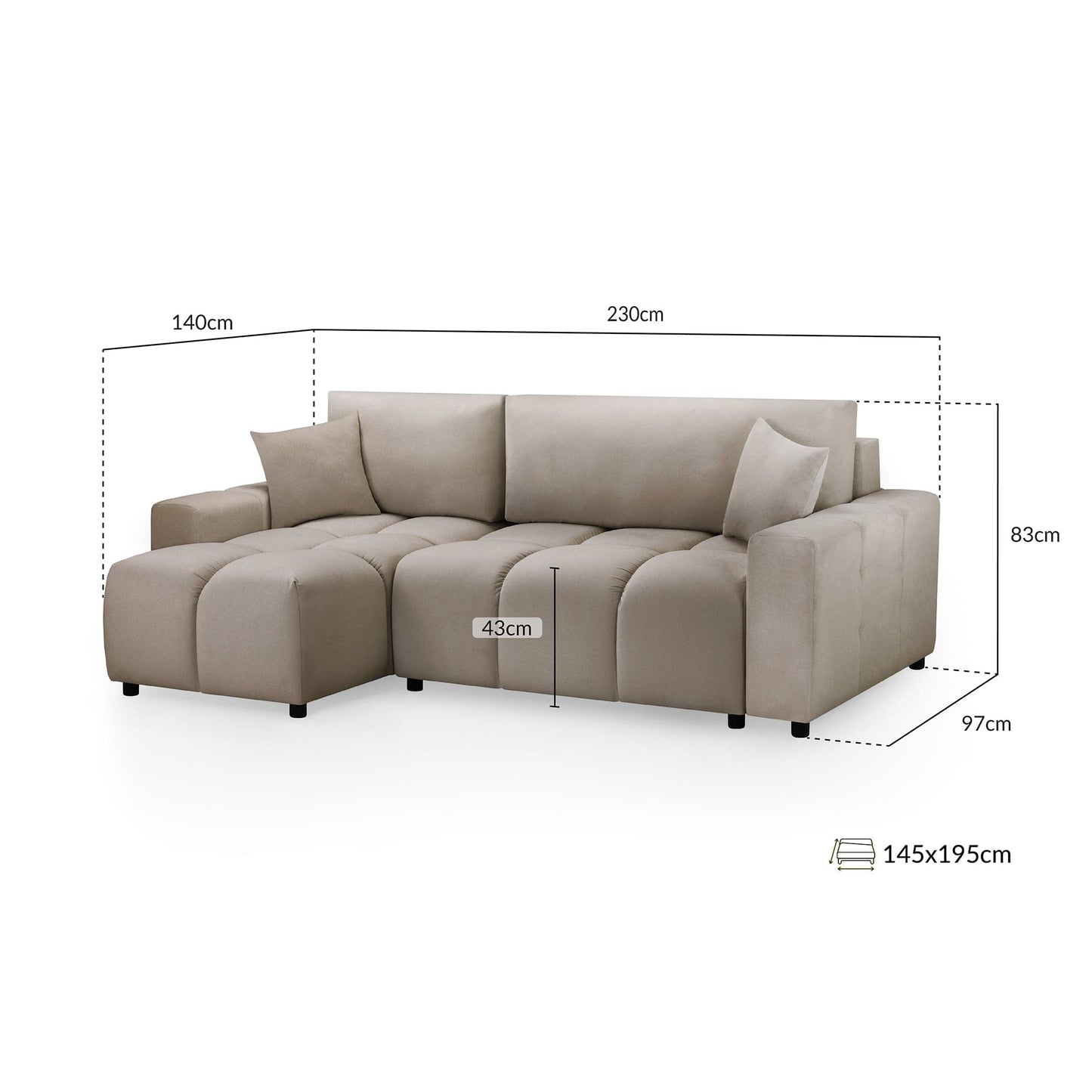 Sienna Sofabed Mocha Universal Corner