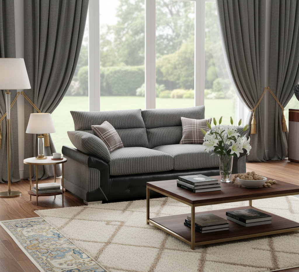 Soho Black/Grey 3 Seater Sofa