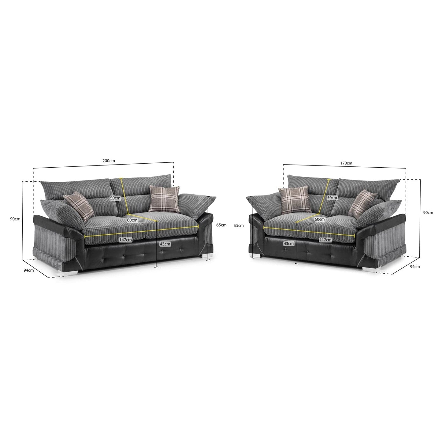 Soho Sofa Black/Grey 3+2 Set