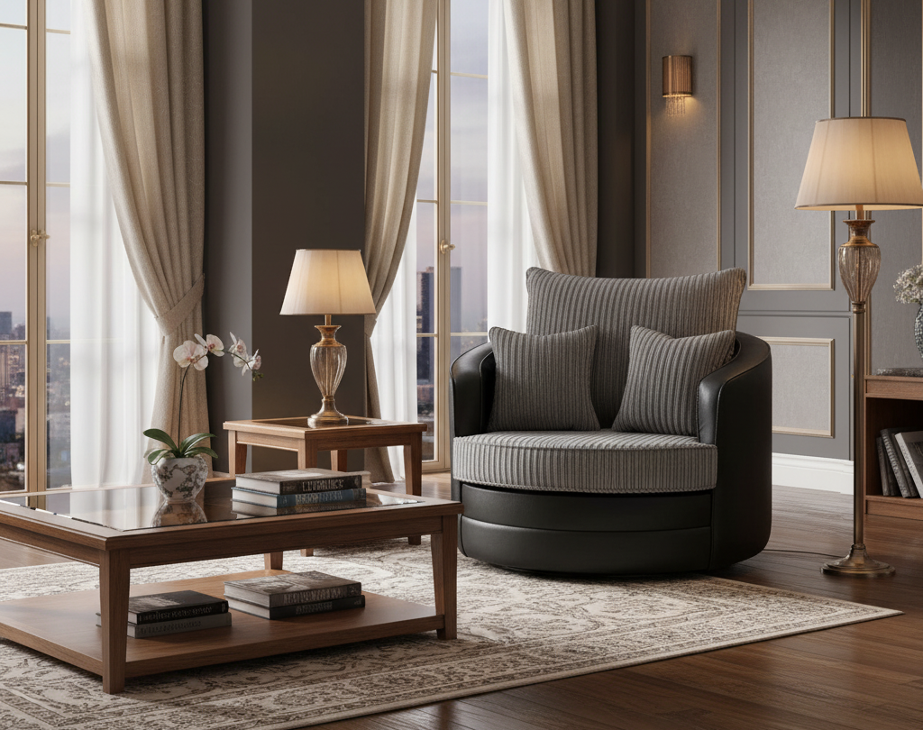 Soho Sofa Black/Grey Swivel Chair