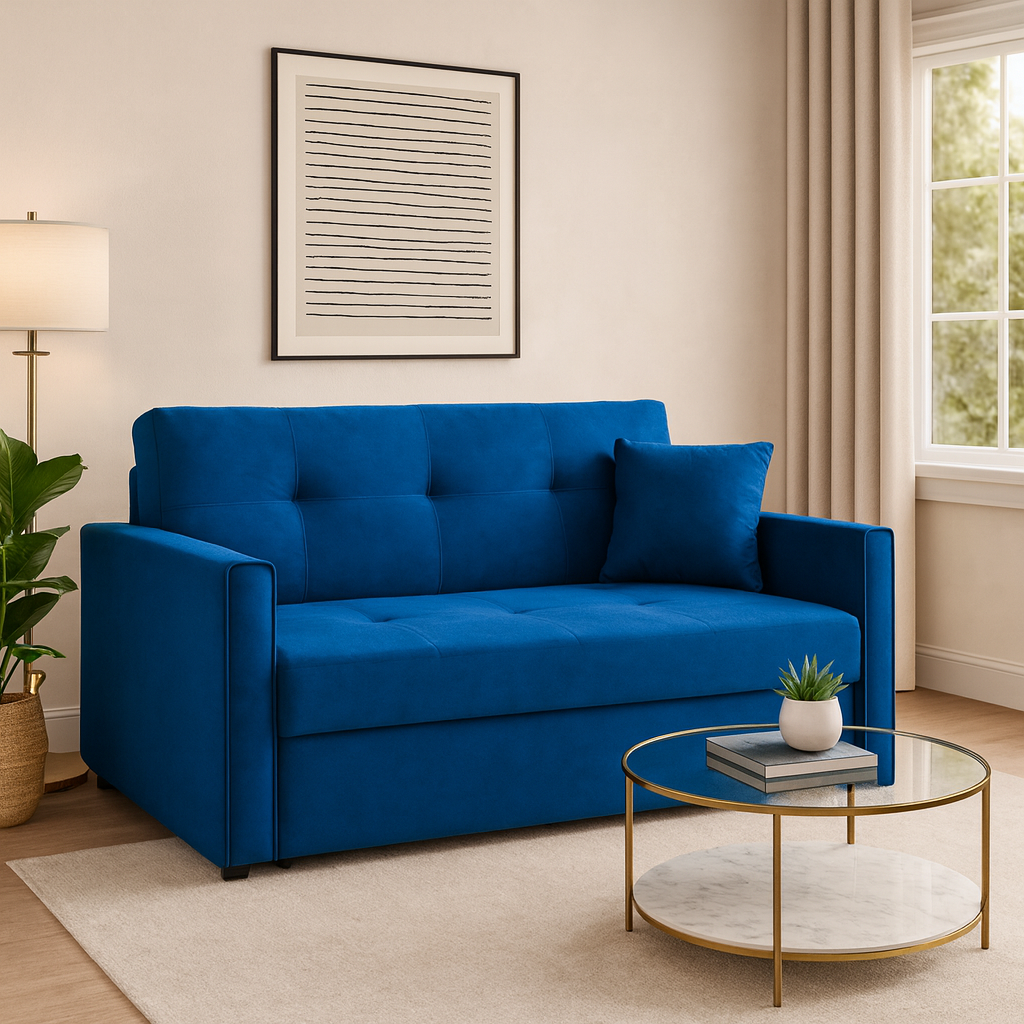 Sol Sofabed Plush Blue 2 Seater
