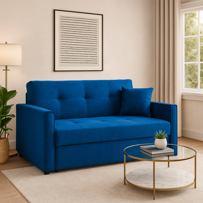 Sol Sofabed Plush Blue 2 Seater