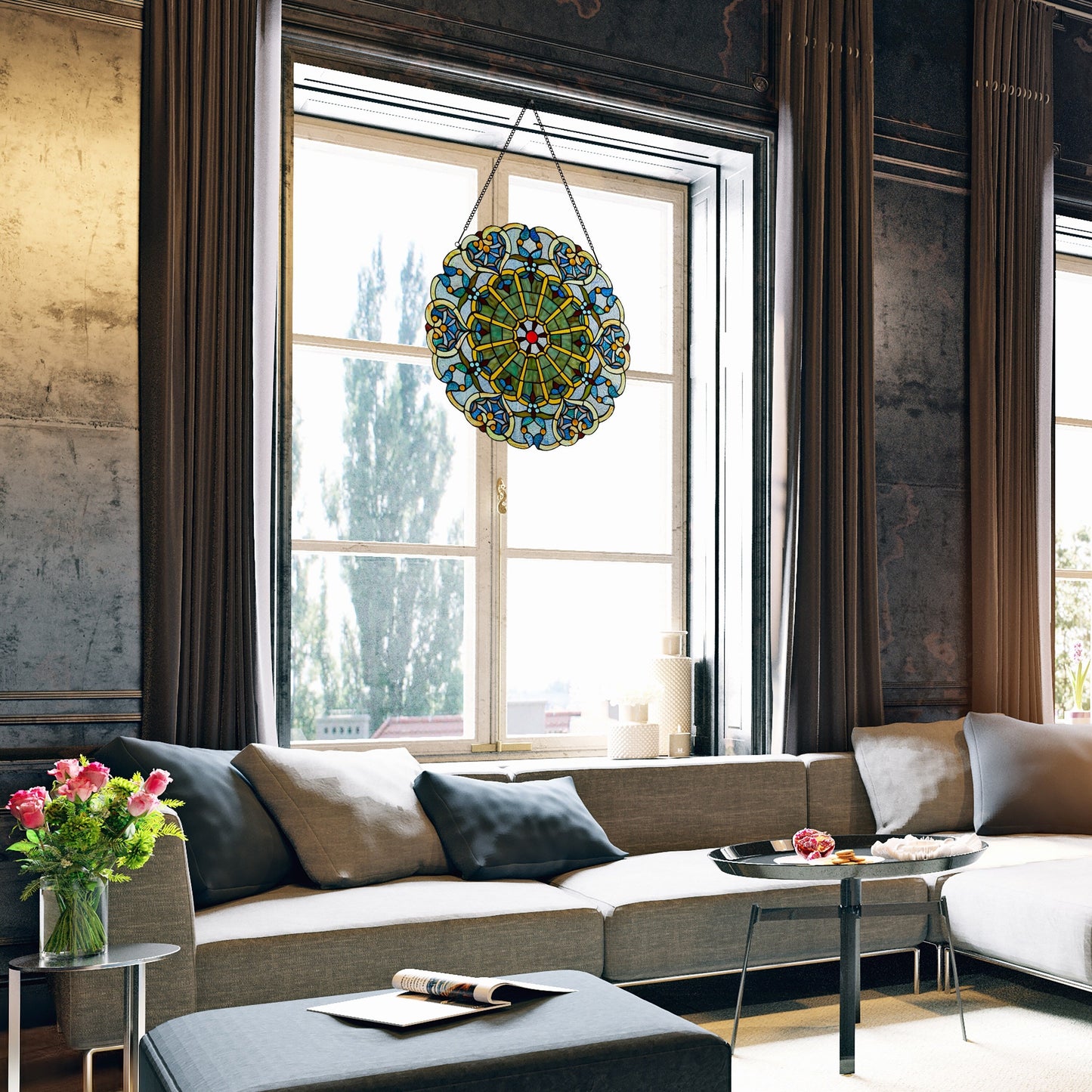 22 H Victorian Stained Glass Window Panel by River of Goods