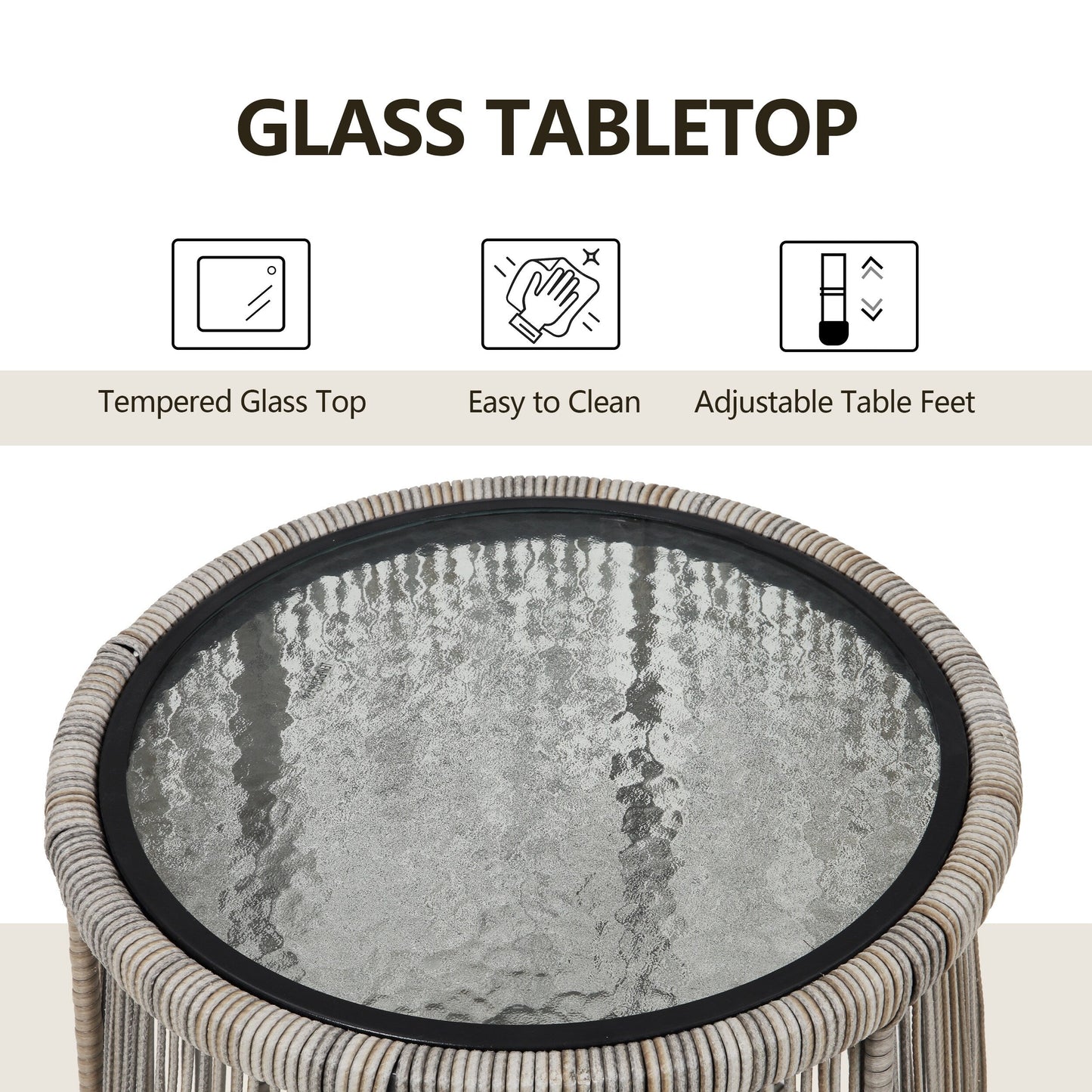 3 Piece Outdoor Wicker Conversation Bistro Set, All-Weather Rattan Furniture Patio Chairs Set with Cushions