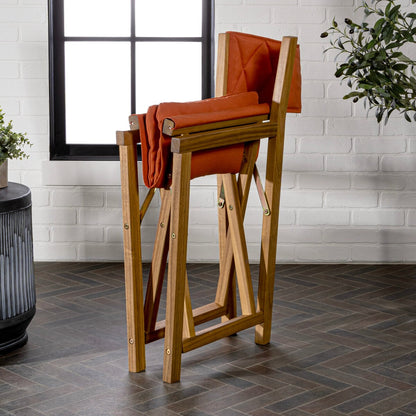 Theo Classic Mid-Century Outdoor Acacia Wood Foldable Diamond-Quilted Back Director Chair with Cushion, (Set of 2) by JONATHAN Y