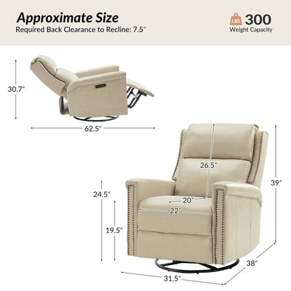 Tobias Traditional Swivel And Rocker Power Recliner Set of 2 by HULALA HOME