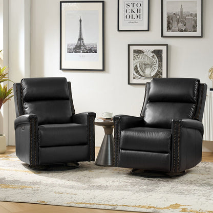 Tobias Traditional Swivel And Rocker Power Recliner Set of 2 by HULALA HOME