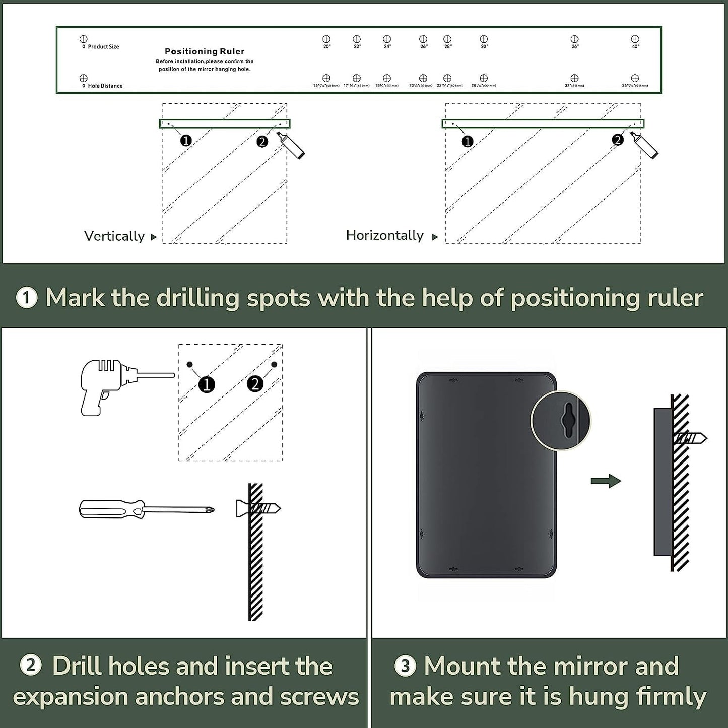 TokeShimi Modern Metal Frame Bathroom Vanity Wall Mirror