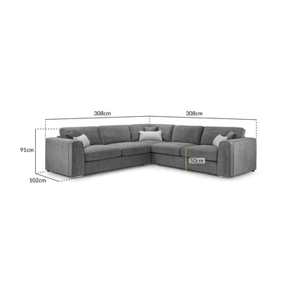 Turin Sofa Grey Large Corner