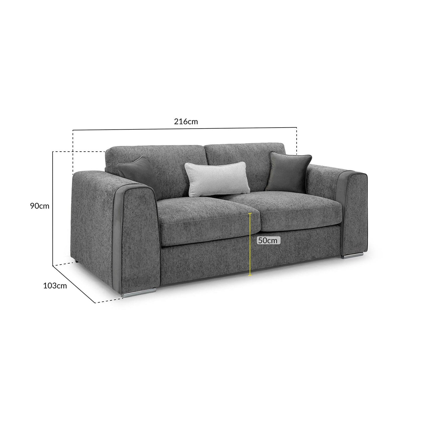 Turin Sofa Grey 3 Seater