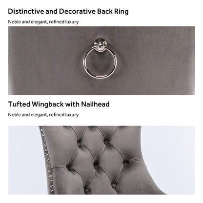 Upholstered Tufted Velvet Dining Chair with Solid Wood Legs Set of 6