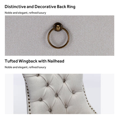 Upholstered Tufted Velvet Dining Chair with Solid Wood Legs Set of 6