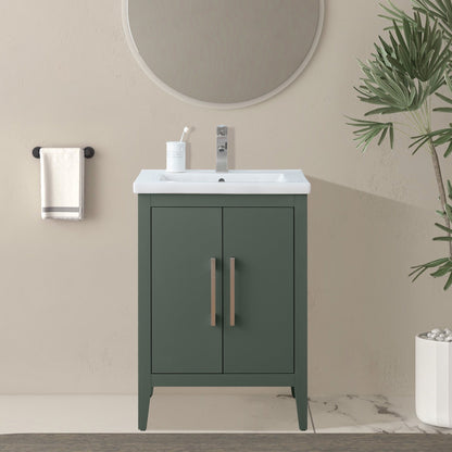 Vanity Art 20 or 24 or 30 Single Sink Bathroom Vanity Cabinet with Ceramic Top