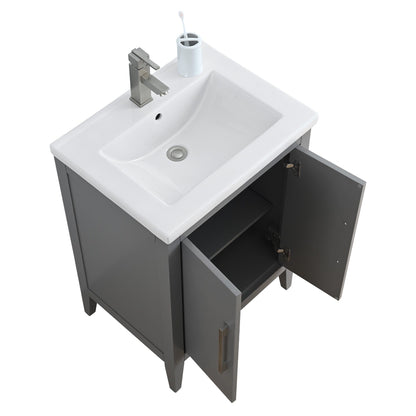 Vanity Art 20 or 24 or 30 Single Sink Bathroom Vanity Cabinet with Ceramic Top