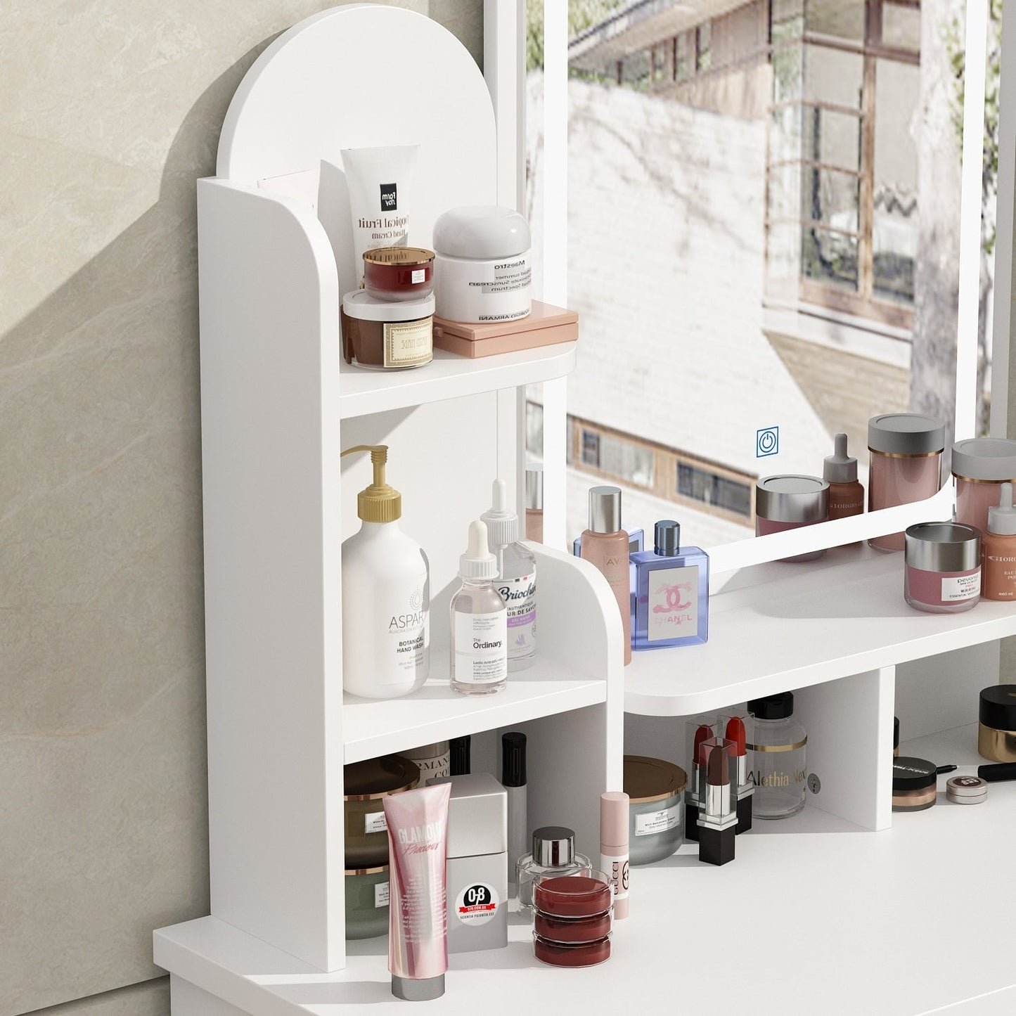 Vanity Set With Mirror and Lamp Home Makeup Dressing Table with Stool