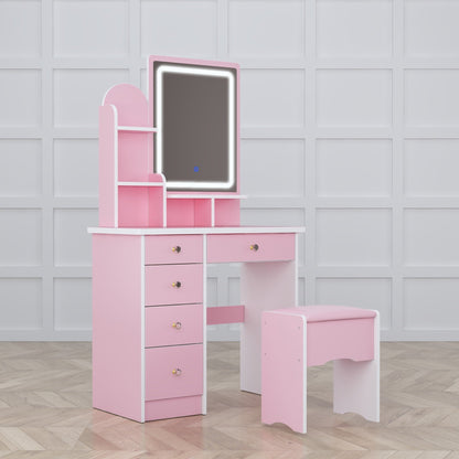 Vanity Set With Mirror and Lamp Home Makeup Dressing Table with Stool