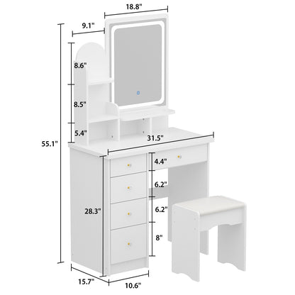 Vanity Set With Mirror and Lamp Home Makeup Dressing Table with Stool