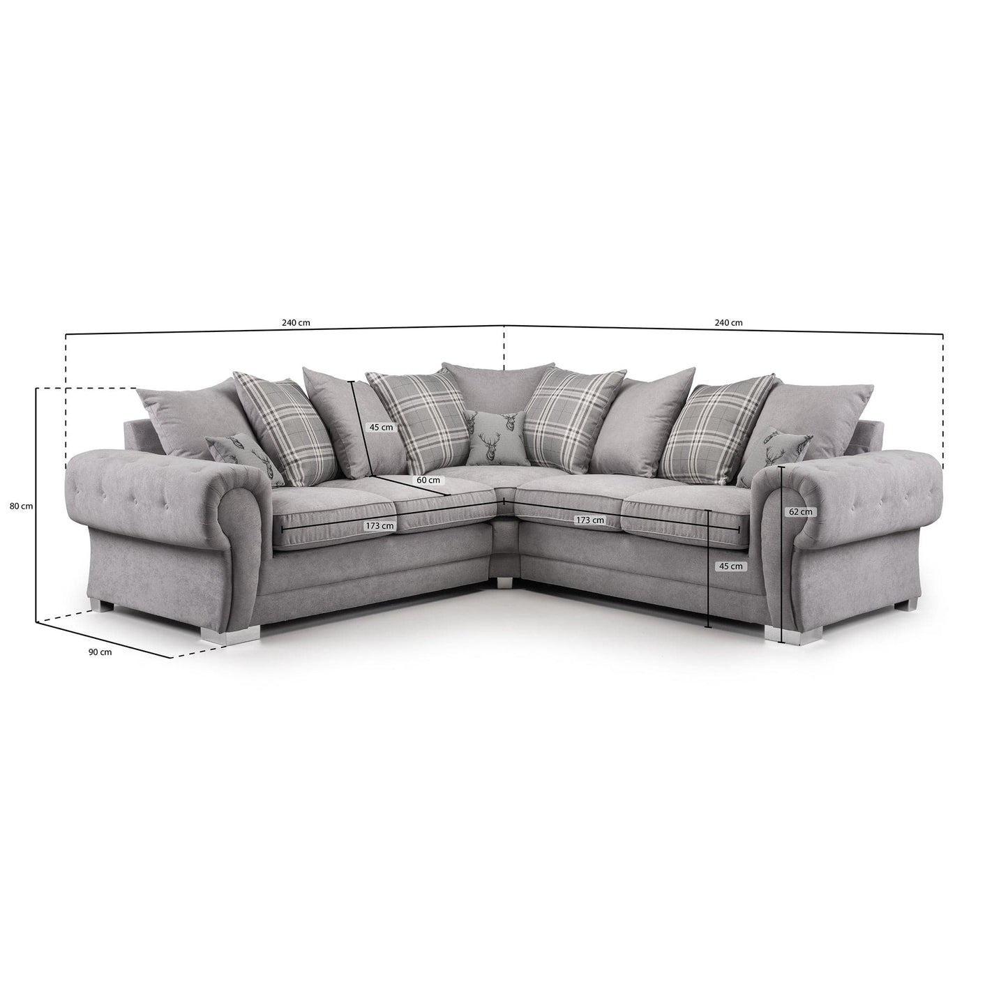 Jude Scatterback Sofa Grey Large Corner