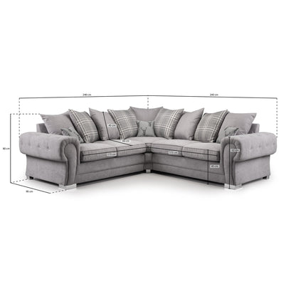 Jude Scatterback Sofa Grey Large Corner