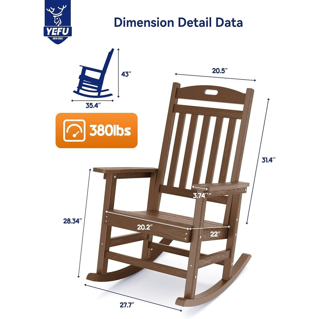 WINSOON All Weather Outdoor Rocking Chair, Set of 2