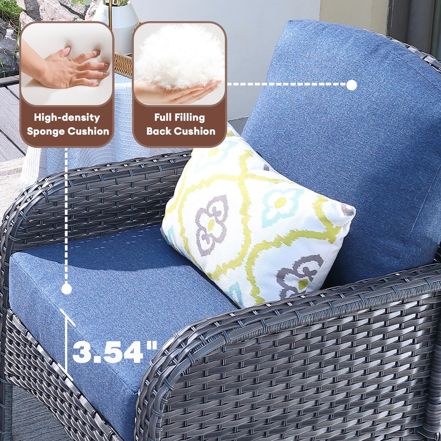 XIZZI 4-piece Outdoor Patio Furniture Conversation Set with Table