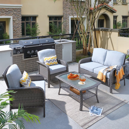 XIZZI 4-piece Outdoor Patio Furniture Conversation Set with Table