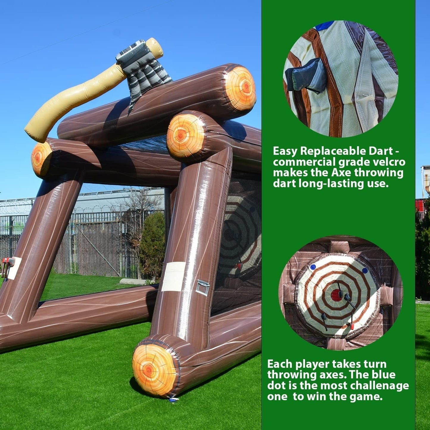 XJUMP Inflatable Axe Throwing Target Game with Air Blower and Foam Axes, Commercial Grade Rental, Lightweight, Outdoor Play