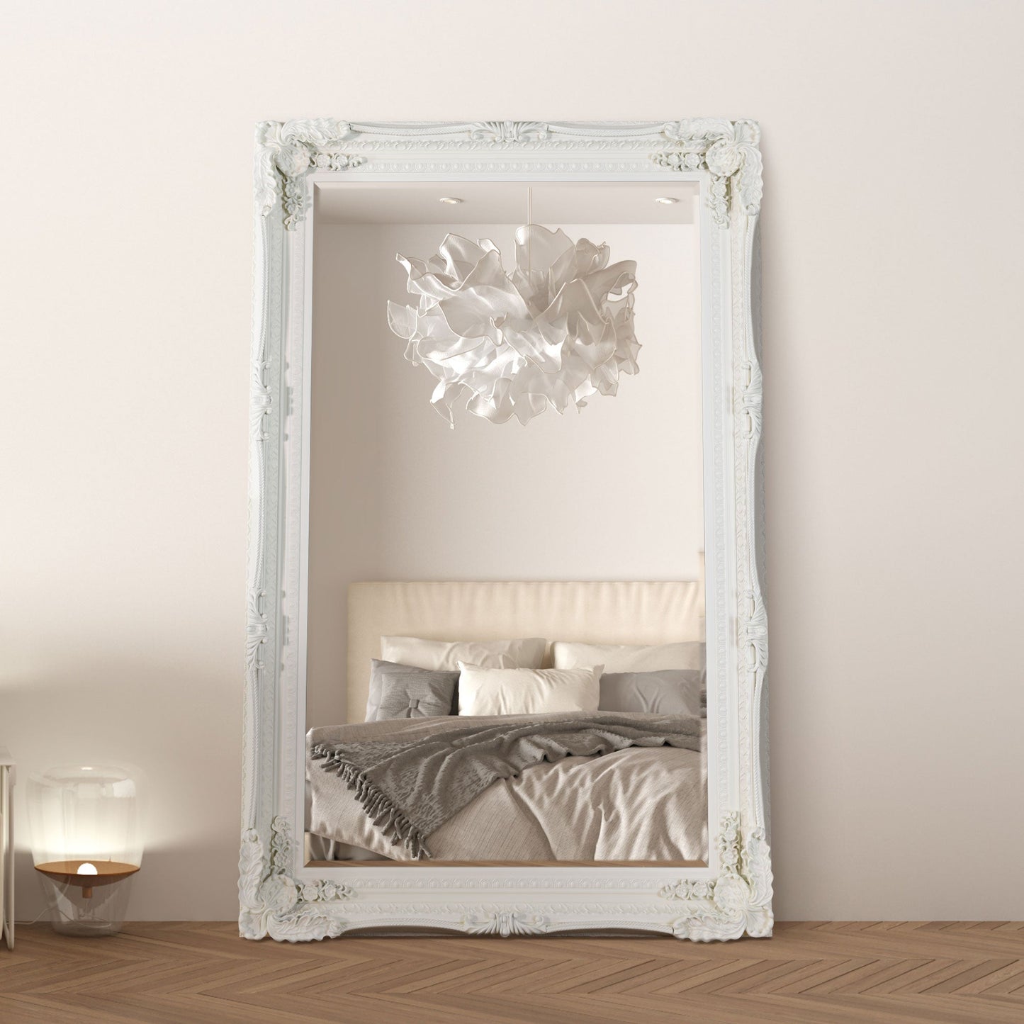 Carved Louis Ivory Large Leaner Mirror 179cm x 118cm