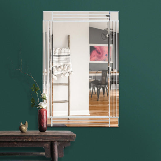 Lacey All Glass Bevelled Square Corner Wall Mirror 100 x 70 CM