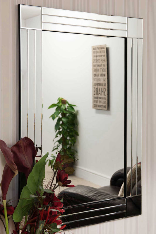 Lacey All Glass Bevelled Square Corner Large Dress Mirror 120 x 80 CM