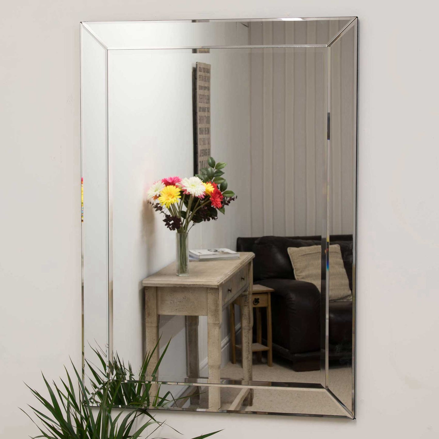 Clara All Glass Modern Wall Mirror 110 x 77 CM