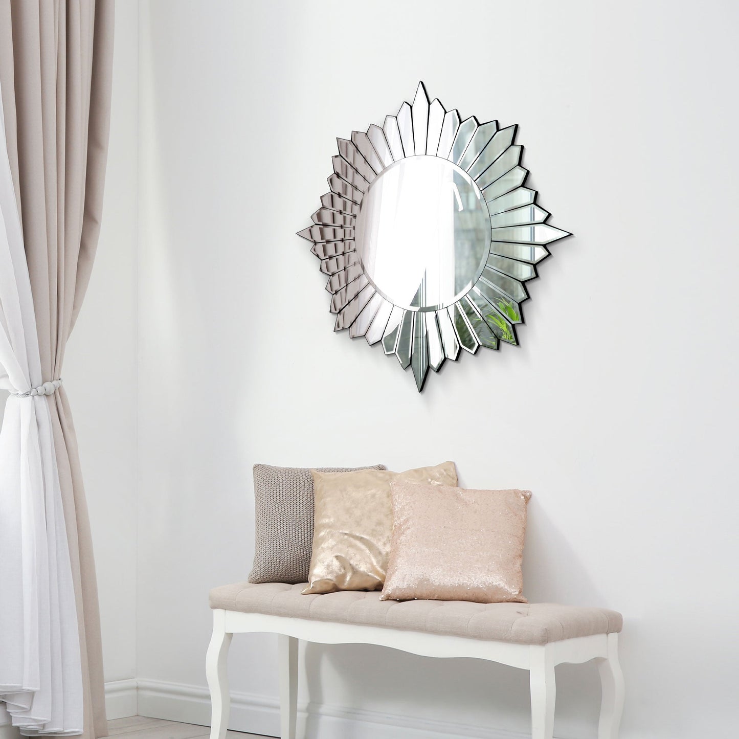 Sunburst All Glass Modern Design Round Mirror 80 x 80 CM