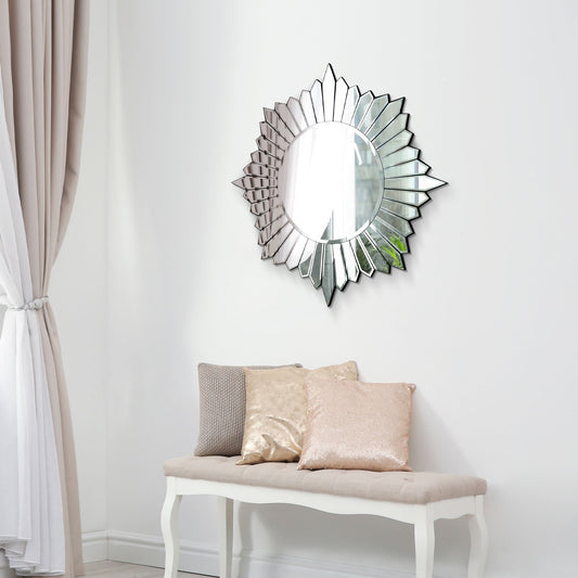Sunburst All Glass Modern Design Round Mirror 80 x 80 CM