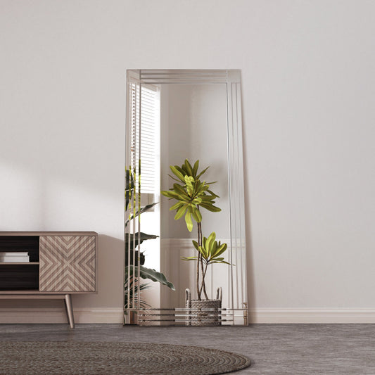 Lacey All Glass Bevelled Square Corner Full Length Mirror 174 x 85 CM