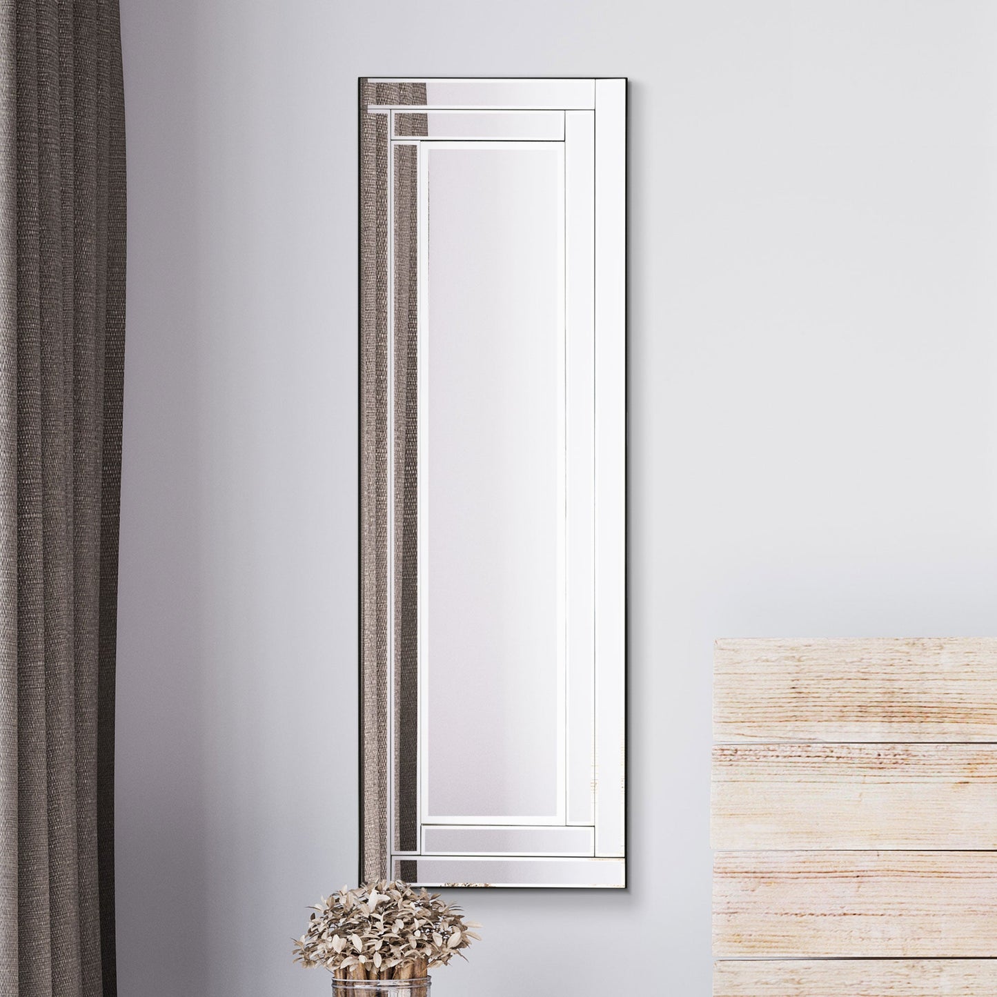 Zane All Glass Bevelled Dress Mirror 120 x 40 CM