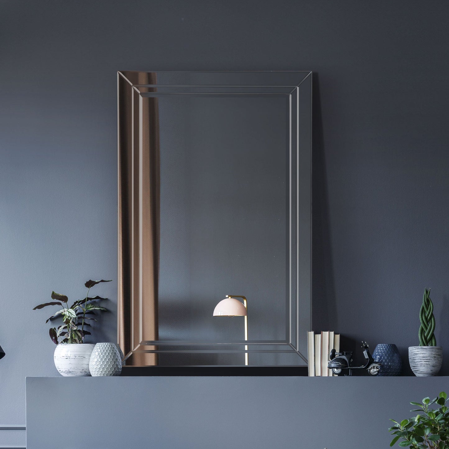 Cardinal All Glass Modern Bevelled Wall Mirror 100 x 70 CM