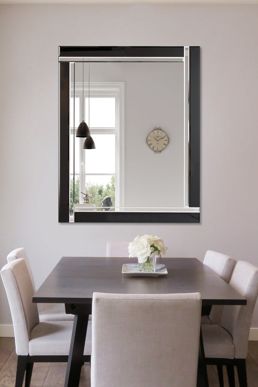 Blake Large Black Double Bevelled All Glass Mirror 144 x 115.5CM