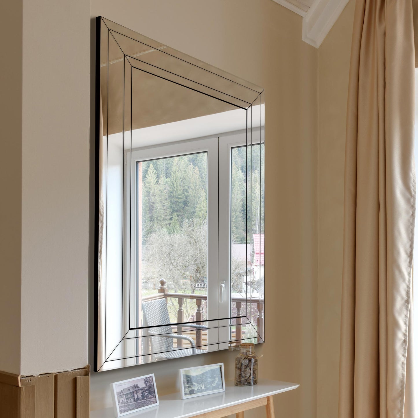 Cardinal All Glass Modern Bevelled Large Wall Mirror 144 x 115.5 CM