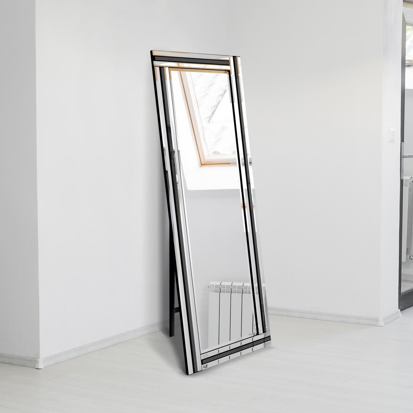 Arthur Black and Mirror Triple Bevel Free Standing Cheval Dress Mirror 5ft7 x 1ft11 170cm x 58cm