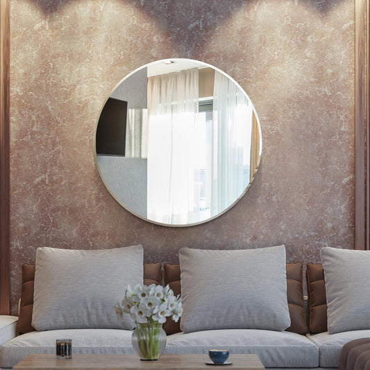 All Glass Bevelled Classic Design Round Mirror 110 x 110CM