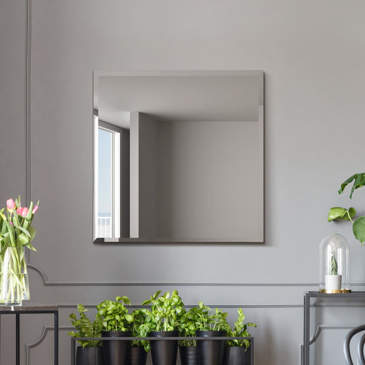 The Daisy - All Glass Modern Bevelled Square Wall Mirror 24 X 24 (60x60CM)