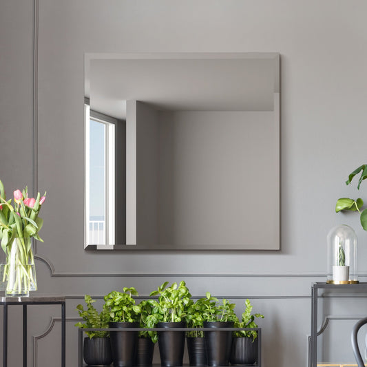 The Daisy - All Glass Modern Bevelled Square Wall Mirror 31 X 31 (80x80CM)