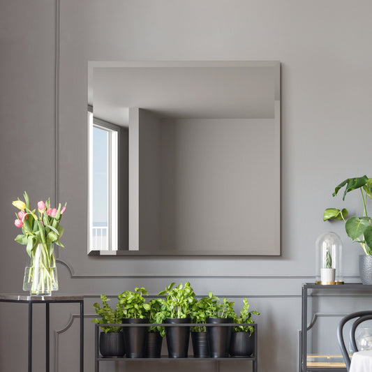 The Daisy - All Glass Modern Bevelled Square Wall Mirror 35 X 35 (90x90CM)